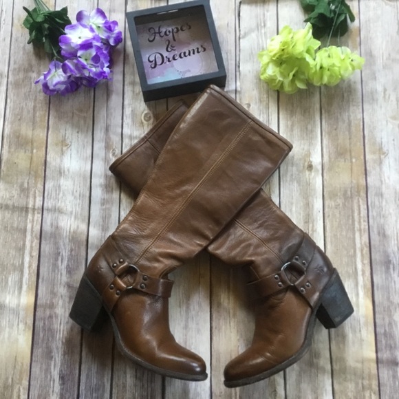 Frye Shoes - FRYE HARNESS TALL BROWN LEATHER RIDING BOOTS 7.5